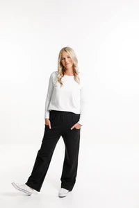 Home Lee - Avenue Pants - Black with white cross