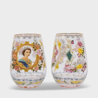 The Queen glass tumblers