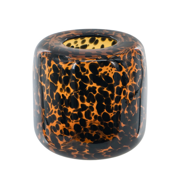 Leopard Glass Vase Short