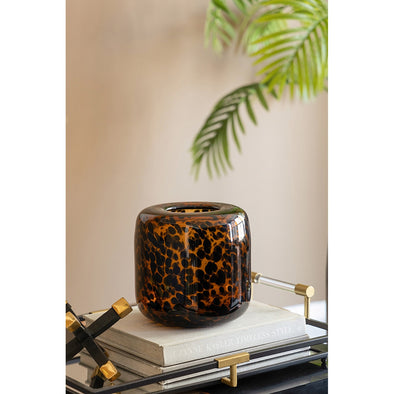 Leopard Glass Vase Short