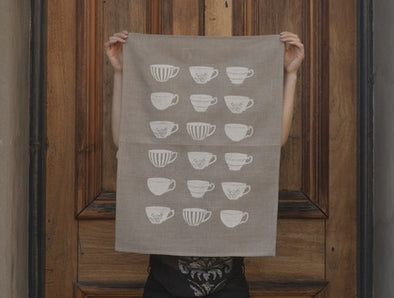 Tea cups tea towel