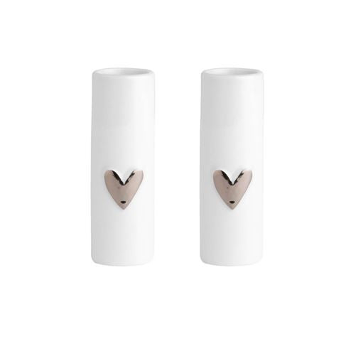 Mini vase silver heart set/2