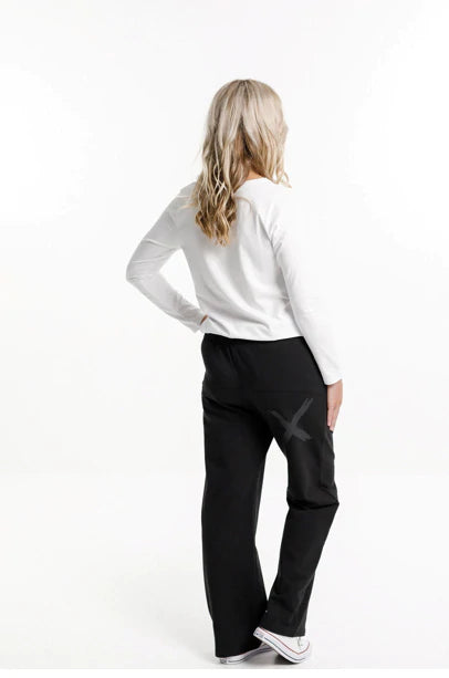 Home Lee - Avenue Pants - Black with Black Cross - winter weight