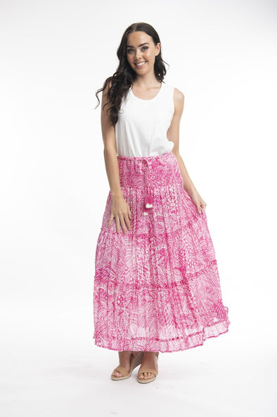 Leros Skirt Fushia Print