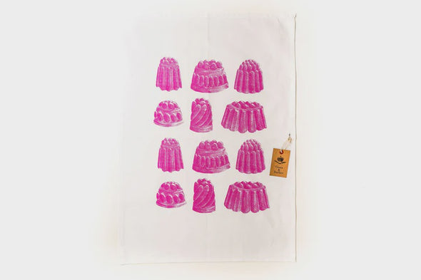 Pink Jelly tea towel