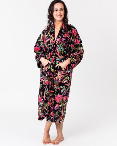 Velvet kimono Paradise print